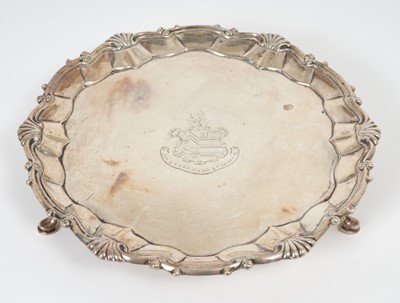 Lot 325 - George III silver card tray