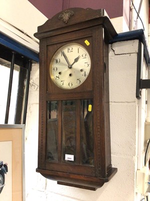 Lot 921 - 1930's oak cased regulator wall clock