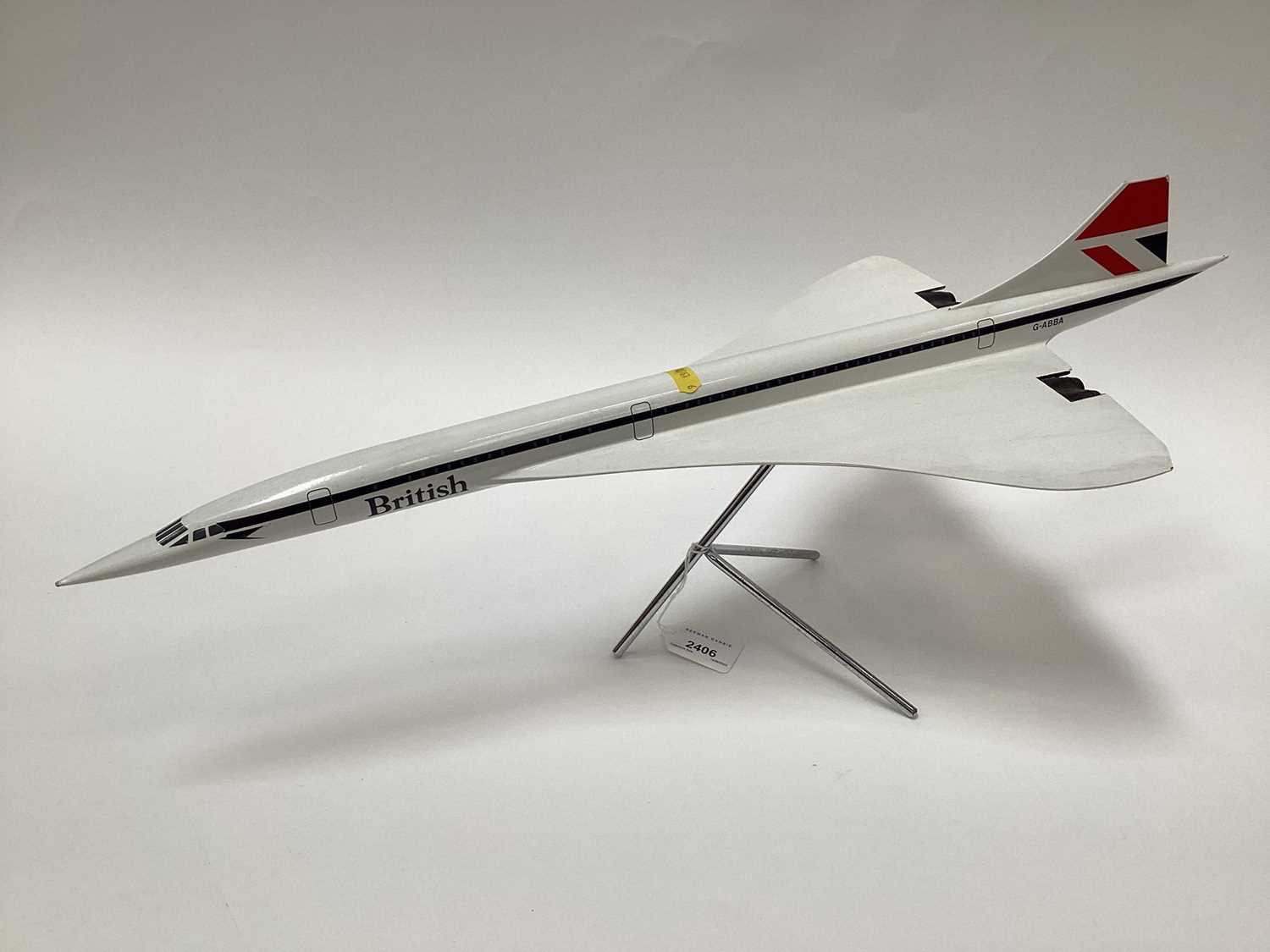 Lot 2406 - Desk model of Concorde, 64cm long