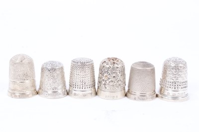 Lot 818 - Collection of forty-eight silver thimbles