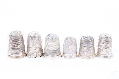 Lot 818 - Collection of forty-eight silver thimbles