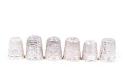 Lot 818 - Collection of forty-eight silver thimbles