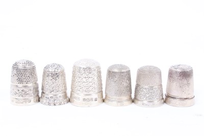 Lot 818 - Collection of forty-eight silver thimbles