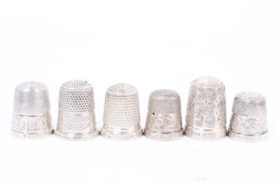 Lot 818 - Collection of forty-eight silver thimbles