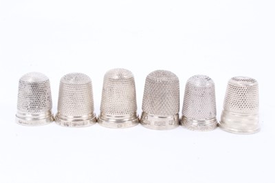 Lot 818 - Collection of forty-eight silver thimbles