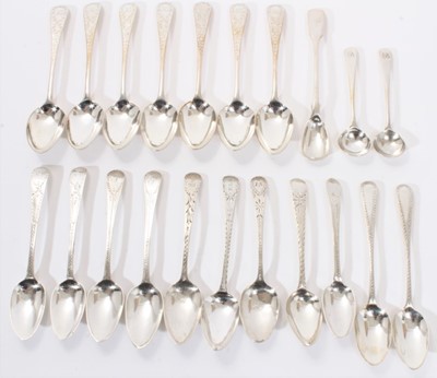 Lot 400 - Set of seven Victorian  bright cut teaspoons and other spoons