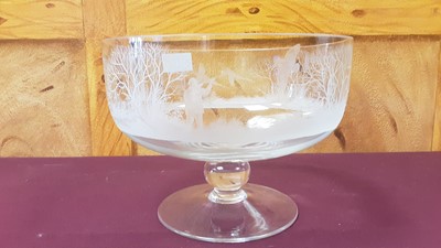 Lot 578 - Modern glass hand engraved punch bowl