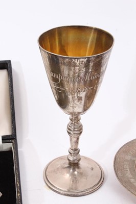 Lot 351 - Miscellaneous silver including silver goblet, Armada dish, Georgian silver soup ladle, flatware etc