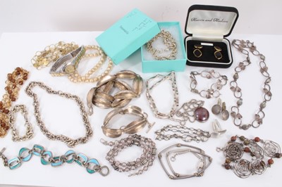 Lot 618 - Tiffany silver necklace, various silver jewellery and costume jewellery