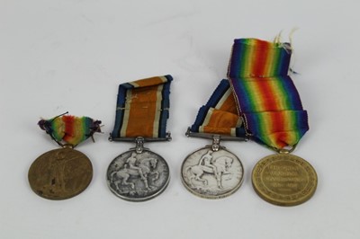 Lot 700 - First World War pair comprising War and Victory medals named to 124811 GNR. G. Warner. R.A. together with another pair named to G-31288 PTE. A. Scorgie. R. W. Kent R. (four medals).