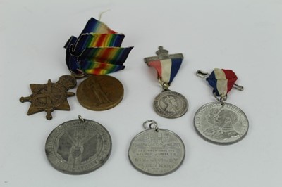 Lot 702 - First World War pair comprising 1914 - 15 Star named to K. 21835. F. Tanner. STO. 1. R.N. and Victory medal named to 21835 F. Tanner. L. STO. R.N., a Jutland commorative medallion and three coronat...