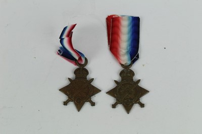 Lot 703 - First World War 1914 'Mons' star named to SS-3610 PTE. J. Richardson. A.S.C. together with another named to 93707 DVR. G. Nelson. R.F.A. (2 medals)