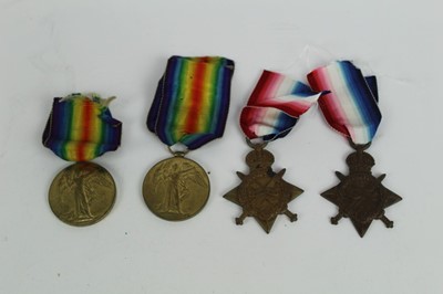 Lot 704 - First World War pair comprising 1914 - 15 Star and Victory medals named to 645289 DVR. G. Bennett. R.A. together with another pair named to 1007. DVR. F. Hatch. R.F.A. (four medals).