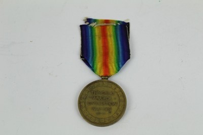 Lot 706 - First World War Victory medal named to 415221. PTE. J. P. G. Moorres. 13 - CAN. INF.