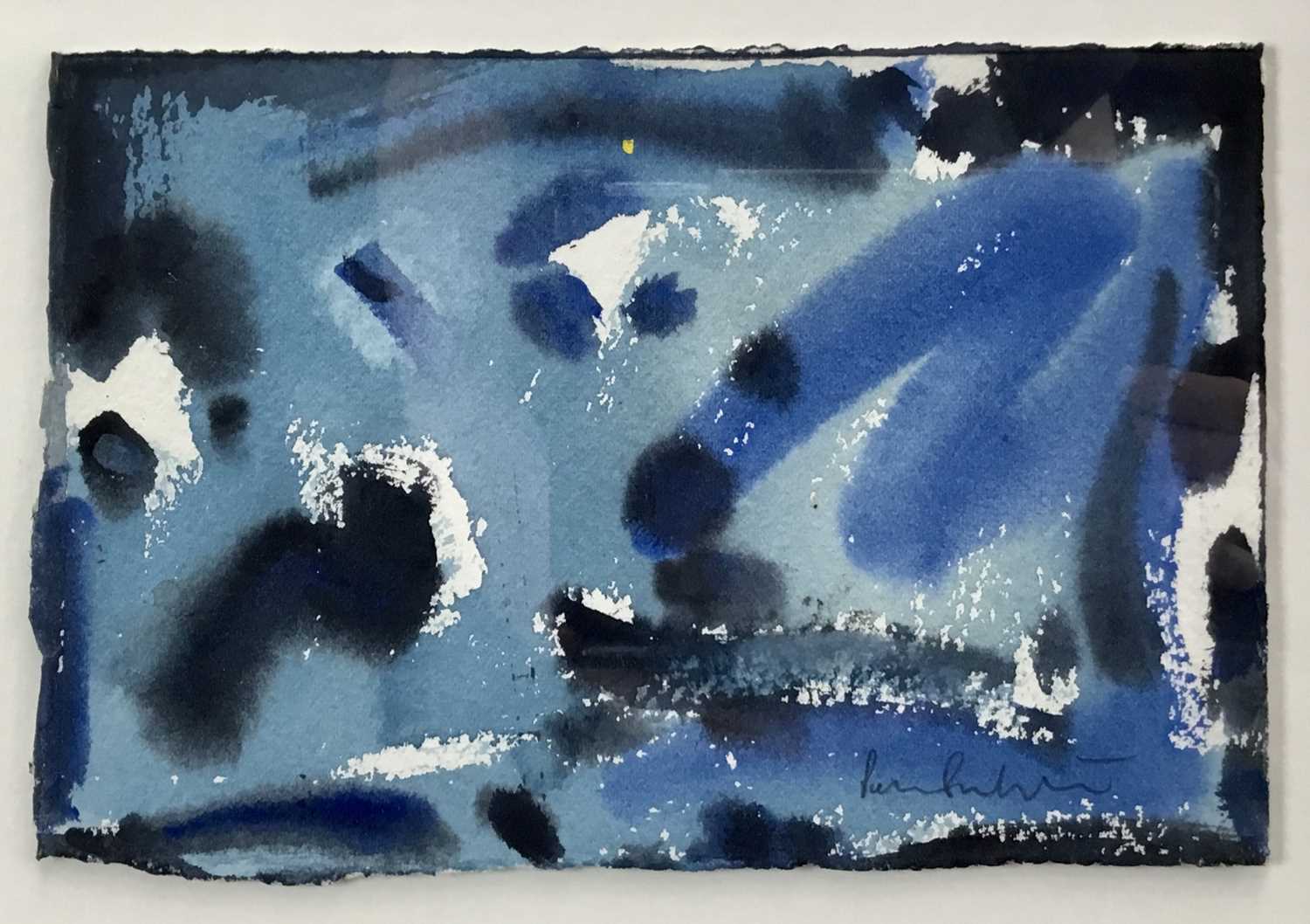 Lot 26 - Peter Partington, contemporary, watercolour - Blue Abstract, signed, 22cm x 15cm in glazed frame