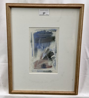 Lot 27 - Peter Partington, contemporary, watercolour - Pink and Green Abstract, signed, 12cm x 19cm in glazed frame