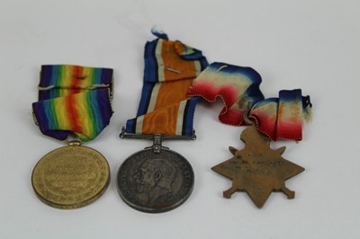 Lot 718 - First World War 1914 - 15 Star trio comprising 1914 - 15 Star named to 1326 DVR. W. Farrant. R.F.A. together with War and Victory medals named to 1326 CPL. W. Farrant. R.A.