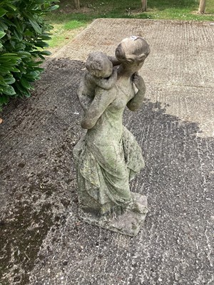 Lot 1424 - 19th century carved marble statue of a mother carrying a child