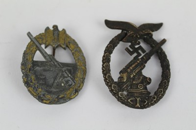 Lot 720 - Second World War Nazi Air Force Flak War badge, together with a Coastal Artillery War badge (2 badges)