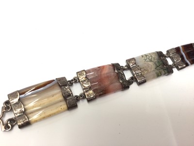 Lot 53 - Scottish agate panel bracelet and five Scottish silver brooches