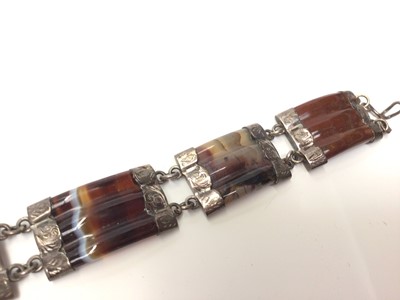 Lot 53 - Scottish agate panel bracelet and five Scottish silver brooches