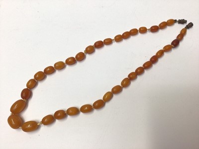 Lot 55 - Amber bead necklace, green hard stone necklace and other vintage beads