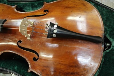 Lot 2207 - Late 19th century German cello, recently refurbished, together with bow, cased