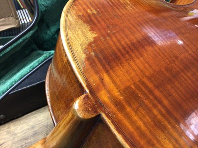 Lot 2207 - Late 19th century German cello, recently refurbished, together with bow, cased