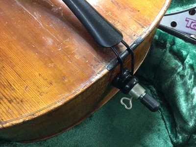 Lot 2207 - Late 19th century German cello, recently refurbished, together with bow, cased