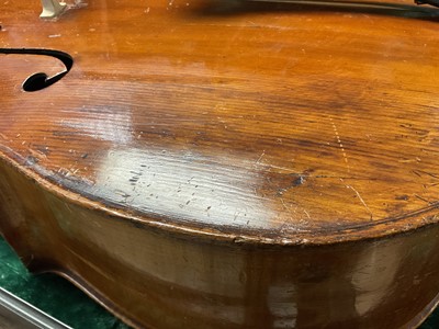 Lot 2207 - Late 19th century German cello, recently refurbished, together with bow, cased