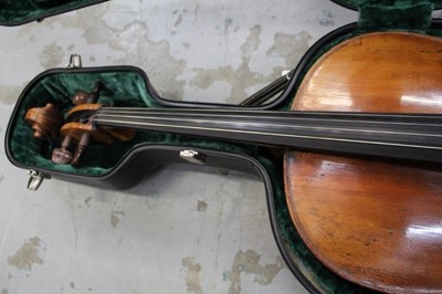Lot 2207 - Late 19th century German cello, recently refurbished, together with bow, cased