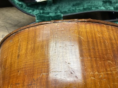 Lot 2207 - Late 19th century German cello, recently refurbished, together with bow, cased