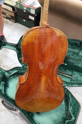 Lot 2207 - Late 19th century German cello, recently refurbished, together with bow, cased