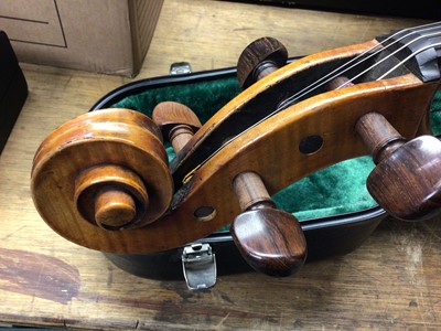 Lot 2207 - Late 19th century German cello, recently refurbished, together with bow, cased