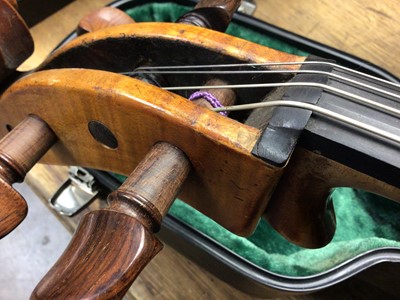 Lot 2207 - Late 19th century German cello, recently refurbished, together with bow, cased