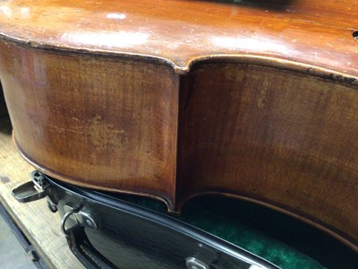 Lot 2207 - Late 19th century German cello, recently refurbished, together with bow, cased