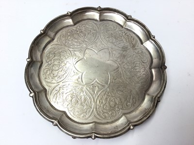 Lot 73 - Victorian silver salver with engraved scroll decoration