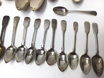 Lot 75 - Quantity various silver spoons and pair silver sugar tongs