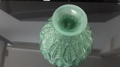 Lot 1000 - Rene Lalique Malesherbes pattern vase in emerald green, signed on base, 23cm high