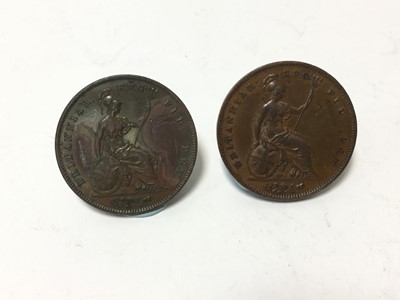 Lot 447 - G.B. - Copper Pennies Victoria 1847 AEF and 1848/7 AEF (2 coins)