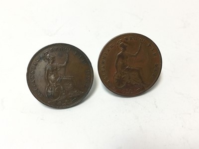 Lot 448 - G.B. - Copper Pennies Victoria 1854/3 GF-AVF and 1854 (Plain trident) GEF (2 coins)