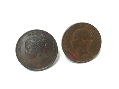 Lot 448 - G.B. - Copper Pennies Victoria 1854/3 GF-AVF and 1854 (Plain trident) GEF (2 coins)