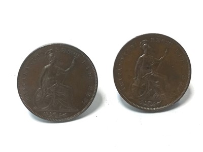 Lot 450 - G.B. - Copper Pennies Victoria 1855 (Ornamental trident) GVF - AEF and 1857 (Plain trident) GEF-AU (2 coins)