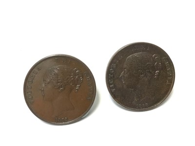 Lot 451 - G.B. - Copper Pennies Victoria 1858-7 GEF-AU and 1858 GVF-AEF (2 coins)