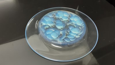 Lot 1008 - Rene Lalique Marienthal pattern opalescent glass plate, signed on base, 23cm diameter