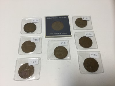 Lot 460 - G.B. - George VI bronze Pennies 1950 x 8 AVF-AEF (N.B. Scarce) (8 coins)