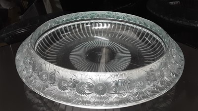 Lot 1009 - Lalique crystal Marguerite pattern bowl with moulded floral decoration, signed on base, 36cm diameter