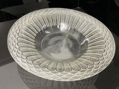 Lot 1011 - Rene Lalique Jaffa pattern clear and frosted glass bowl, signed on base, 31.5cm diameter