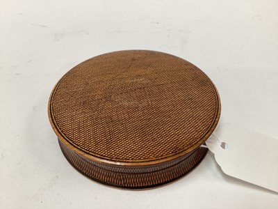 Lot 2468 - Rare Victorian Mauchline ware snuff box, with a penwork titled scene from the 'Tam O'Shanter', 9cm across