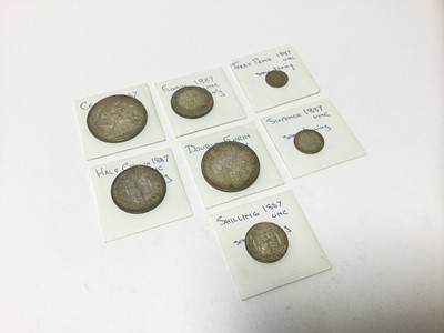 Lot 469 - G.B. - Silver Victoria JH 1887 seven coin set to include Crown AU, Double Florin AU, Half Crown GEF, Florin AU, Shilling EF, Sixpence EF and Three Pence (N.B. Obv: Scratch) otherwise GEF (N.B. All...